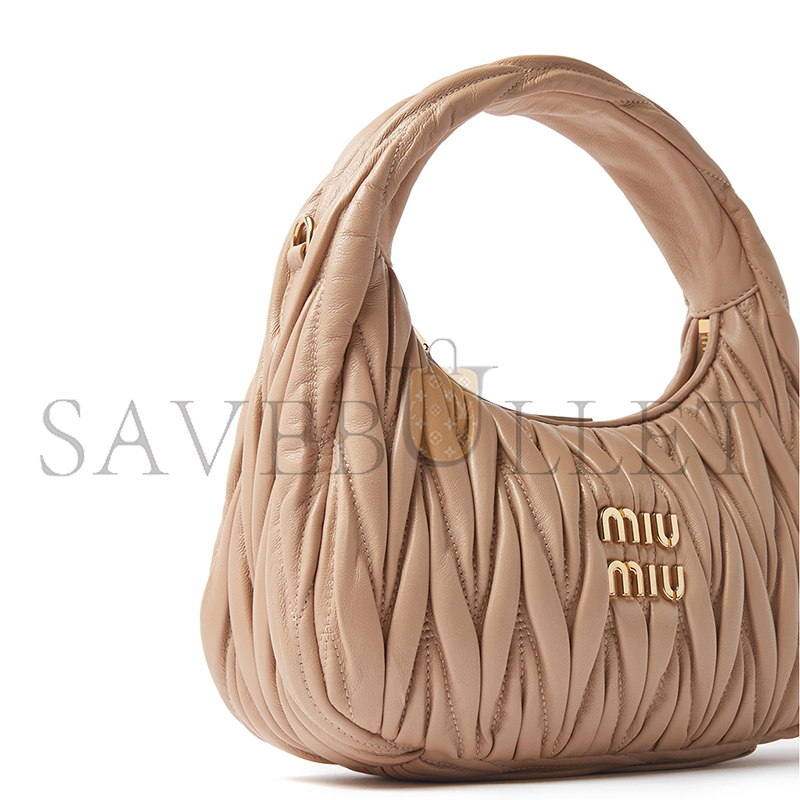 MIU MIU WANDER MATELASSÉ NAPPA LEATHER HOBO MINI BAG 5BC125 (17.5*14*5.5cm)